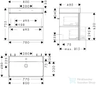 Hansgrohe XILESA E 78x47 cm-es, 2 fiókos alsó szekrény Xanuia Q mosdóval, matt fehér 54397700