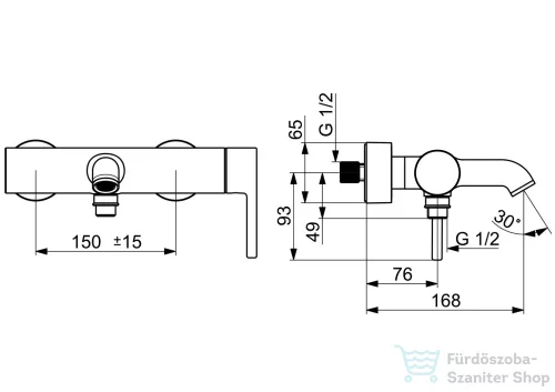 Hansa Hansavantis Style kádtöltő csaptelep zuhanyszett nélkül,króm 54442207