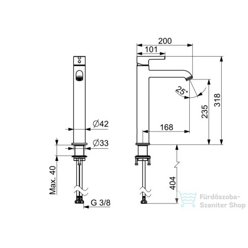 Hansa Hansavantis Style magasított mosdó csaptelep leeresztő nélkül,króm 54472207