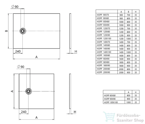 Kolpa San HOPP 100x100 cm-es, könnyű öntött márvány zuhanytálca, szifon nélkül, capuccino 545500