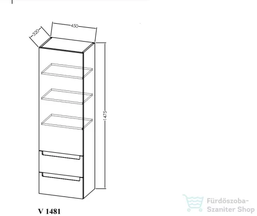 Kolpa San Vittoria 1481/450 kiegészítő szekrény, fehér 546230