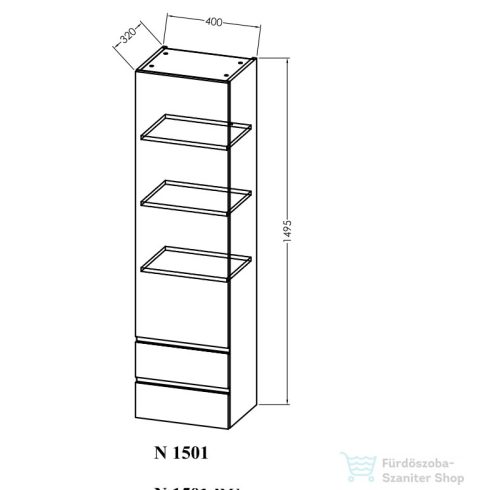 Kolpa San Naomi 1501 kiegészítő szekrény, natur fa 546870