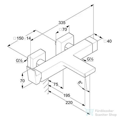 KLUDI-DECUS kád/zuhanycsap, zuhanyszett nélkül, szálcsiszolt fegyvermetál 54691N275