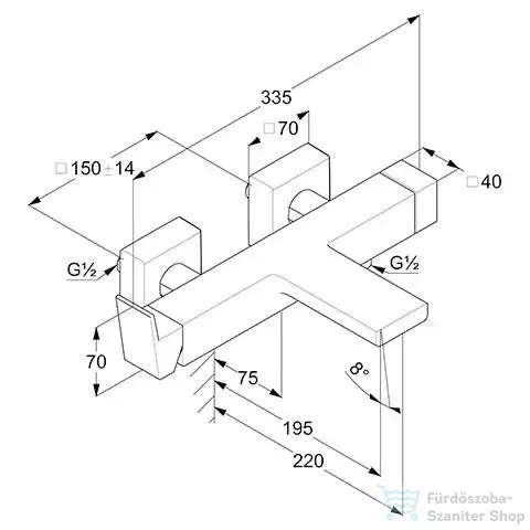 Kludi-DECUS kád/zuhanycsap, zuhanyszett nélkül, szálcsiszolt fegyvermetál 54691N275