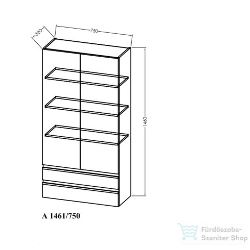 Kolpa San Alexis 1461/750 kiegészítő szekrény, nyers fa 547300