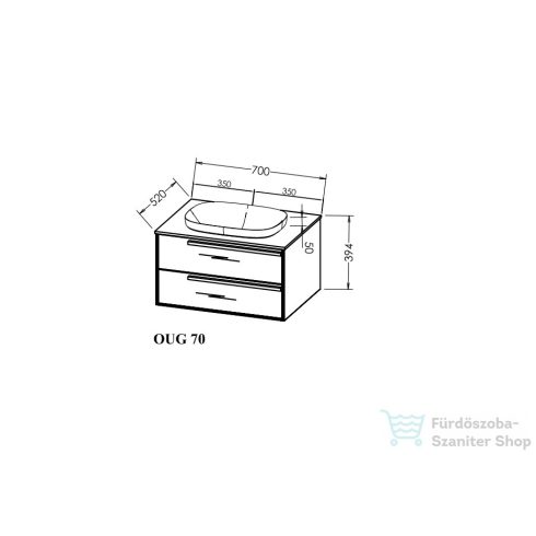 Kolpa San Grace OUG 70 alsószekrény mosdóval, világos beton 547350