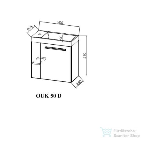 Kolpa San Kiki ouk 50 alsószekrény mosdóval, fényes fehér, jobbos 547640