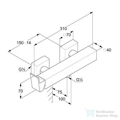 KLUDI-DECUS zuhanycsap, zuhanyszett nélkül, matt fekete 548313975