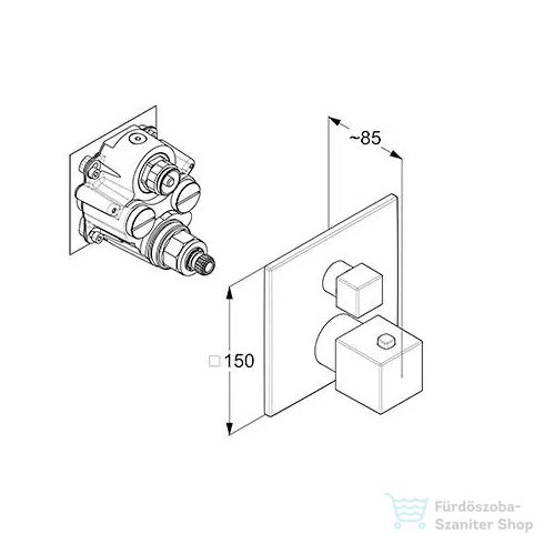 Kludi DECUS falsík alatti termosztátos 1 funkciós csaptelep színkészlet, szálcsiszolt arany 54885N075