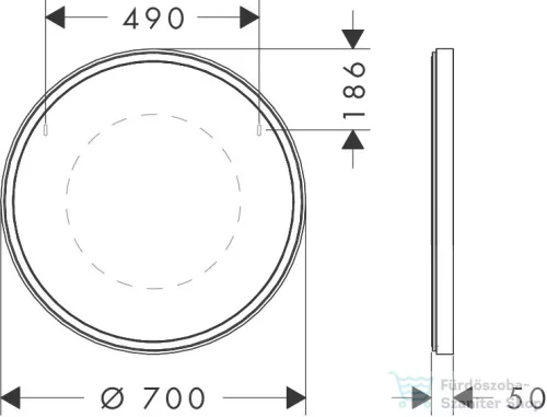Hansgrohe Xarita S 70 cm-es tükör LED világítással és IR érzékelővel,matt fehér 54991700