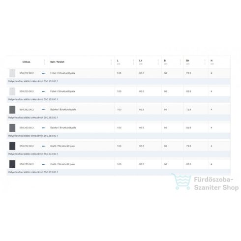 Geberit SESTRA 90x100 cm-es szögletes zuhanytálca, grafit 550.273.00.2