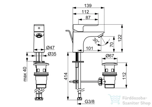 Hansa Basic mosdó csaptelep automata leeresztővel,króm 55402203