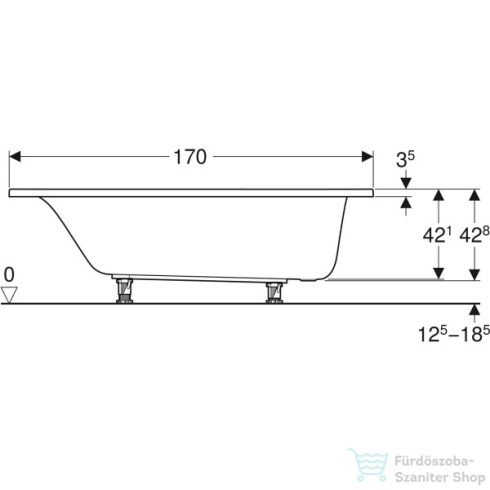 Geberit SELNOVA 170x75 cm-es acryl kád lábbal,554.285.01.1
