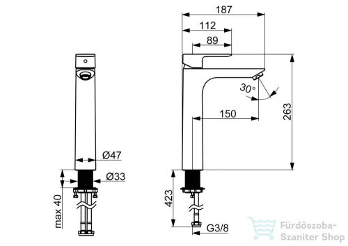 Hansa Basic magasított mosdó csaptelep leeresztő nélkül,króm 55472203