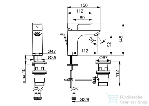 Hansa Basic XL mosdó csaptelep automata leeresztővel,króm 55502203