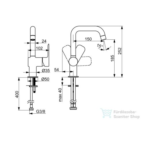 Hansa Basic mosdó csaptelep leeresztő nélkül,króm 55542203