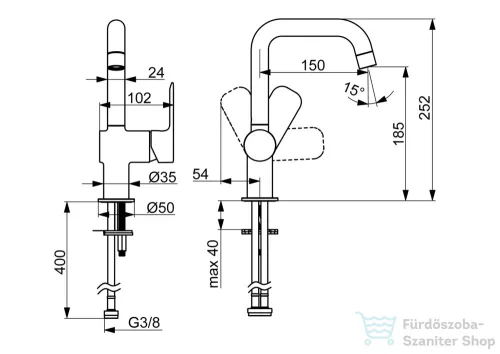 Hansa Basic mosdó csaptelep leeresztő nélkül,króm 55542203
