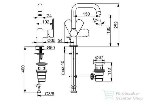Hansa Basic mosdó csaptelep automata leeresztővel,króm 55552203