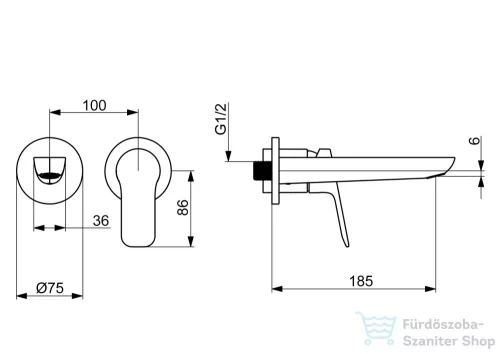 Hansa Basic falsík alatti mosdó csaptelep belső egység nélkül,króm 55602103