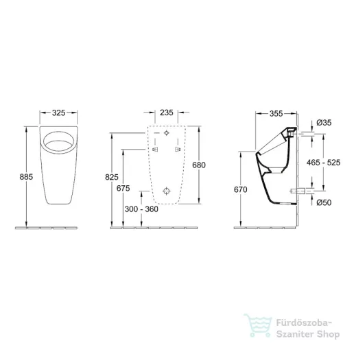 Villeroy & Boch Architectura elszívó rendszerű piszoár 5586 00 01 ( 55860001 )