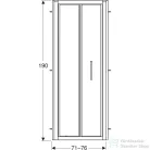 Geberit GEO 76x190 cm-es harmonikaajtó átlátszó üveggel,Reflex vízlepergető réteggel,ezüst kerettel, 560.106.00.2