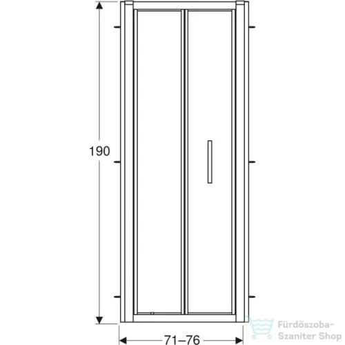 Geberit GEO 76x190 cm-es harmonikaajtó átlátszó üveggel,Reflex vízlepergető réteggel,ezüst kerettel, 560.106.00.2