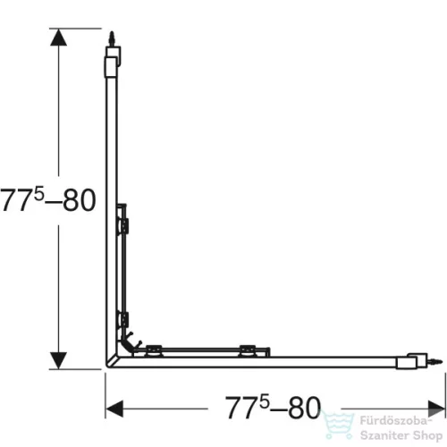 Geberit GEO 80x80x190 cm-es szögletes tolóajtós zuhanykabin átlátszó üveggel,Reflex vízlepergető réteggel,ezüst profillal 560.112.00.2