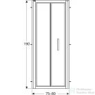 Geberit GEO 80x190 cm-es harmonikaajtó átlátszó üveggel,Reflex vízlepergető réteggel,ezüst kerettel, 560.116.00.2