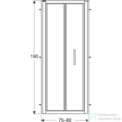 Geberit GEO 80x190 cm-es harmonikaajtó átlátszó üveggel,Reflex vízlepergető réteggel,ezüst kerettel, 560.116.00.2