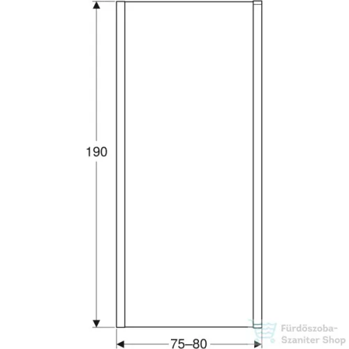 Geberit GEO 80x190 cm-es oldalfal Geo zuhanyajtóhoz átlátszó üveggel,ezüstözött kerettel,Reflex vízlepergető réteggel,560.117.00.2