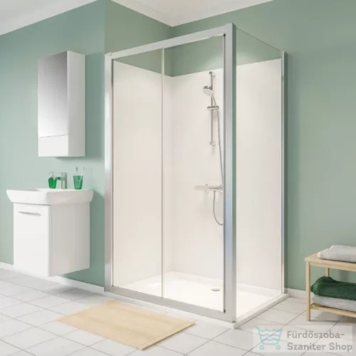 Geberit GEO 80x190 cm-es oldalfal Geo zuhanyajtóhoz átlátszó üveggel,ezüstözött kerettel,Reflex vízlepergető réteggel,560.117.00.2