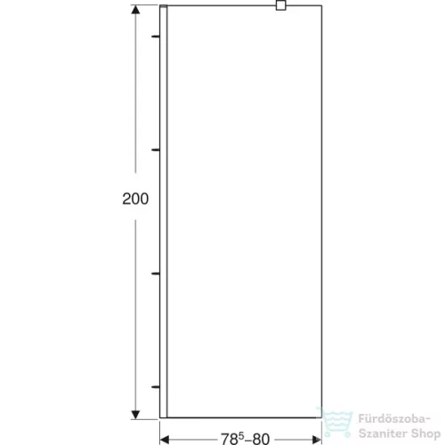 Geberit GEO 80x200 cm-es Walk-In zuhanyfal átlátszó üveggel,ezüstözött profillal,Reflex vízlepergető réteggel,560.119.00.2