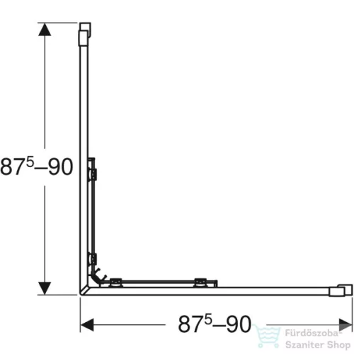 Geberit GEO 90x90x190 cm-es szögletes tolóajtós zuhanykabin átlátszó üveggel,Reflex vízlepergető réteggel,ezüst profillal 560.122.00.2