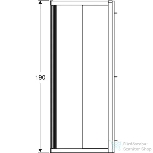 Geberit GEO 90x90x190 cm-es szögletes tolóajtós zuhanykabin átlátszó üveggel,Reflex vízlepergető réteggel,ezüst profillal 560.122.00.2