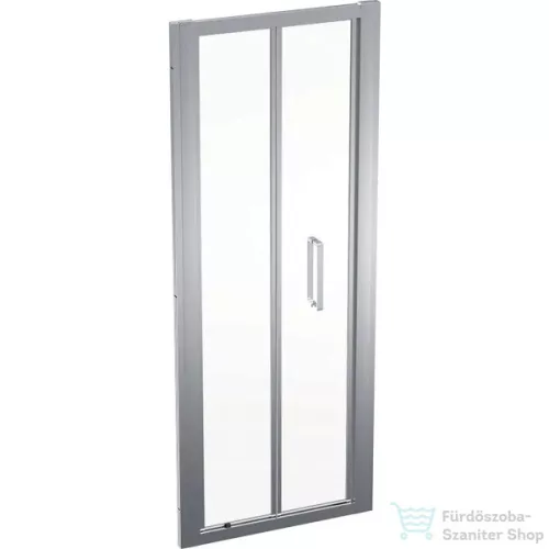 Geberit GEO 90x190 cm-es harmonikaajtó átlátszó üveggel,Reflex vízlepergető réteggel,ezüst kerettel, 560.126.00.2