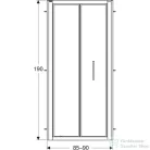 Geberit GEO 90x190 cm-es harmonikaajtó átlátszó üveggel,Reflex vízlepergető réteggel,ezüst kerettel, 560.126.00.2