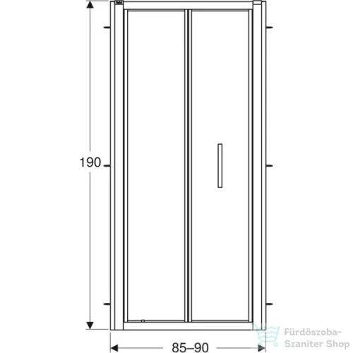 Geberit GEO 90x190 cm-es harmonikaajtó átlátszó üveggel,Reflex vízlepergető réteggel,ezüst kerettel, 560.126.00.2