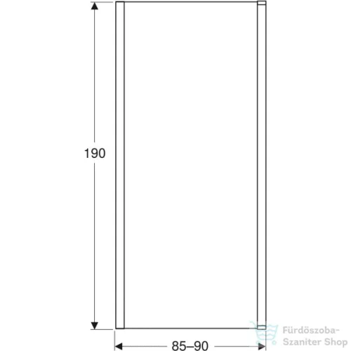 Geberit GEO 90x190 cm-es oldalfal Geo zuhanyajtóhoz átlátszó üveggel,ezüstözött kerettel,Reflex vízlepergető réteggel,560.127.00.2