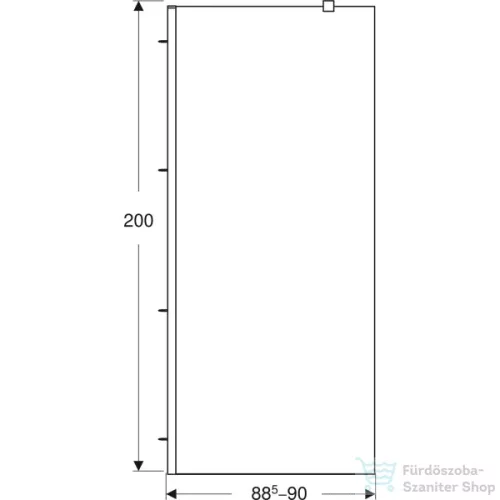 Geberit GEO 90x200 cm-es Walk-In zuhanyfal átlátszó üveggel,ezüstözött profillal,Reflex vízlepergető réteggel,560.129.00.2