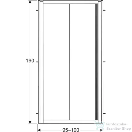 Geberit GEO 100x190 cm-es tolóajtó átlátszó üveggel,Reflex vízlepergető réteggel,ezüst kerettel, 560.133.00.2