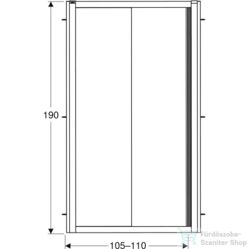 Geberit GEO 110x190 cm-es tolóajtó átlátszó üveggel,Reflex vízlepergető réteggel,ezüst kerettel, 560.143.00.2