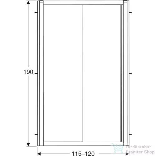Geberit GEO 120x190 cm-es tolóajtó átlátszó üveggel,Reflex vízlepergető réteggel,ezüst kerettel, 560.153.00.2