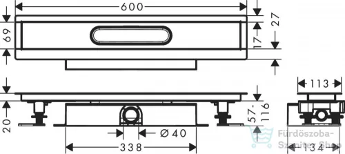 Hansgrohe uBox universal Teljes szett lapos telepítéshez- 60 cm, zuhanylefolyó készlethez 56016180