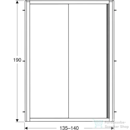 Geberit GEO 140x190 cm-es tolóajtó átlátszó üveggel,Reflex vízlepergető réteggel,ezüst kerettel, 560.163.00.2
