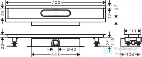 Hansgrohe uBox universal Teljes szett lapos telepítéshez- 70 cm, zuhanylefolyó készlethez 56017180