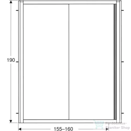 Geberit GEO 160x190 cm-es tolóajtó átlátszó üveggel,Reflex vízlepergető réteggel,ezüst kerettel, 560.183.00.2