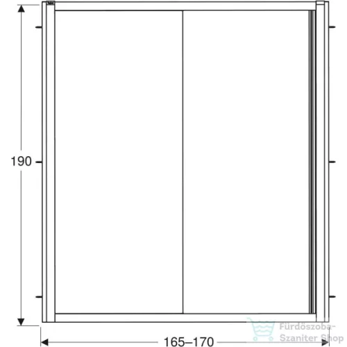 Geberit GEO 170x190 cm-es tolóajtó átlátszó üveggel,Reflex vízlepergető réteggel,ezüst kerettel, 560.193.00.2