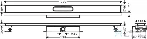 Hansgrohe UBOX universal 1200 zuhanyfolyóka alaptest lapos telepítéshez,56021180