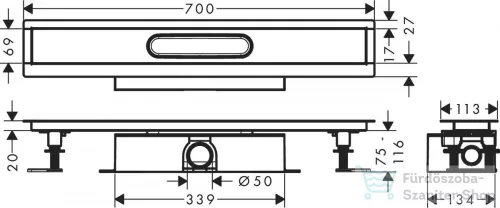 Hansgrohe uBox universal Teljes szett standard telepítéshez- 70 cm, zuhanylefolyó készlethez 56023180