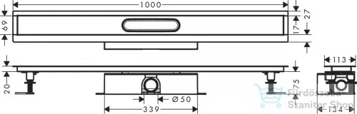 Hansgrohe UBOX universal 1000 zuhanyfolyóka alaptest standard telepítéshez,56026180